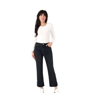 Edited by Hunter McGrady Women Cuffed Wide Leg Hi Rise Jean Size 6 Black